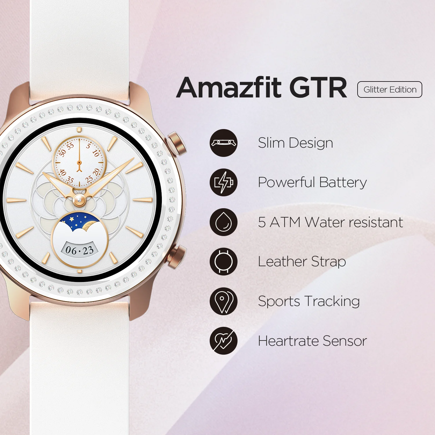 US $179.99 In Stock Glitter Edition New Amazfit GTR 42mm Smart Watch 5ATM womens watch12 Days Battery Music Control For Android IOS phone