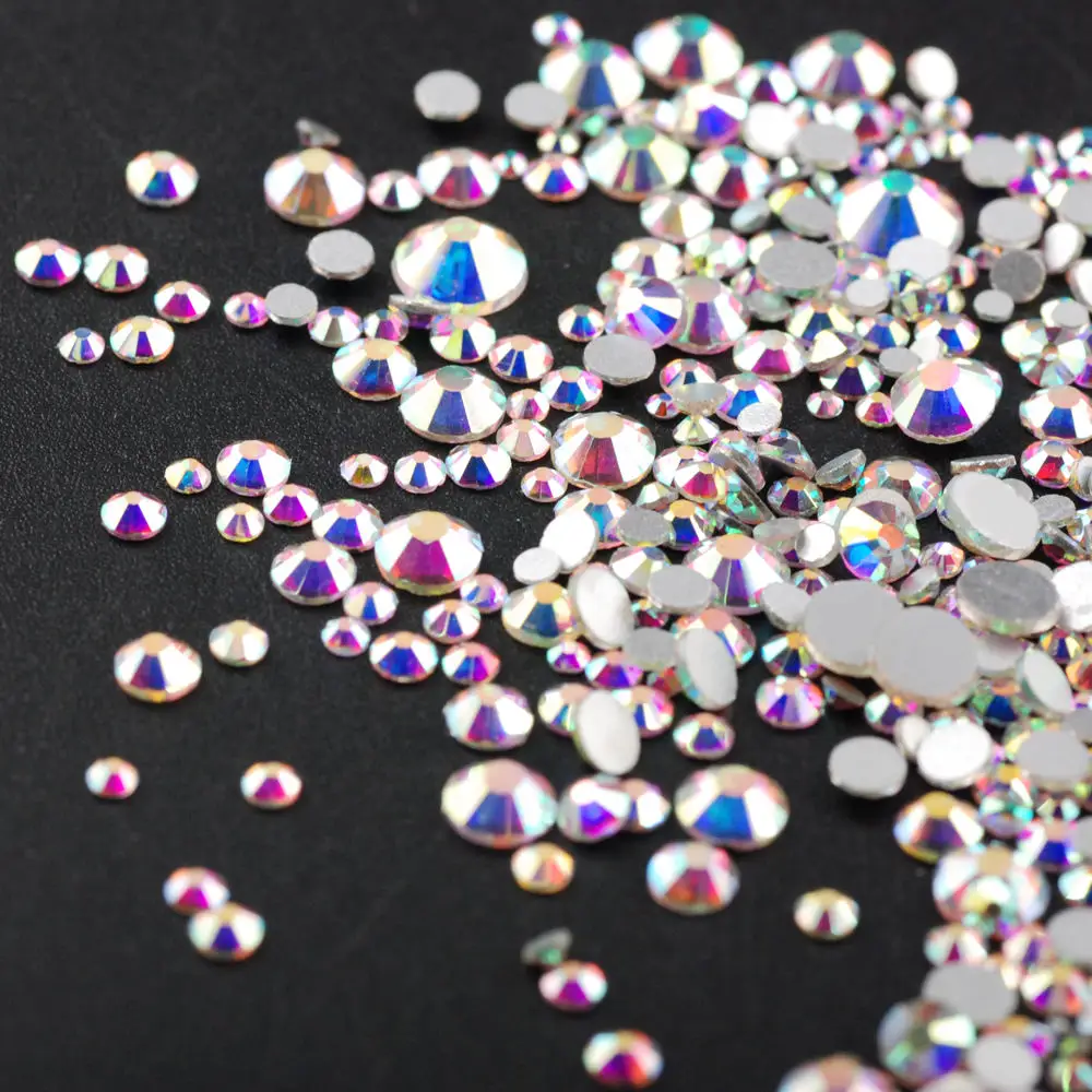

Small Size Nail Art Rhinestone Crystal AB Glass Diamond SS4-SS30 Clear Glue On For Manicure Art Decorations 1000pcs/lot