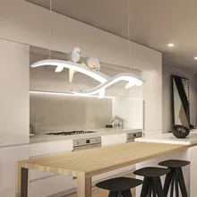 Современная светодиодная подвесная люстра для столовой, кухни, бара, магазина, люстра белая с птицей 90-260 в