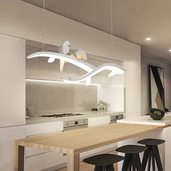 

Modern Led Hanging Chandelier For Dining Room Kitchen Room Bar Shop Chandelier White With Bird 90-260V Free Shipping
