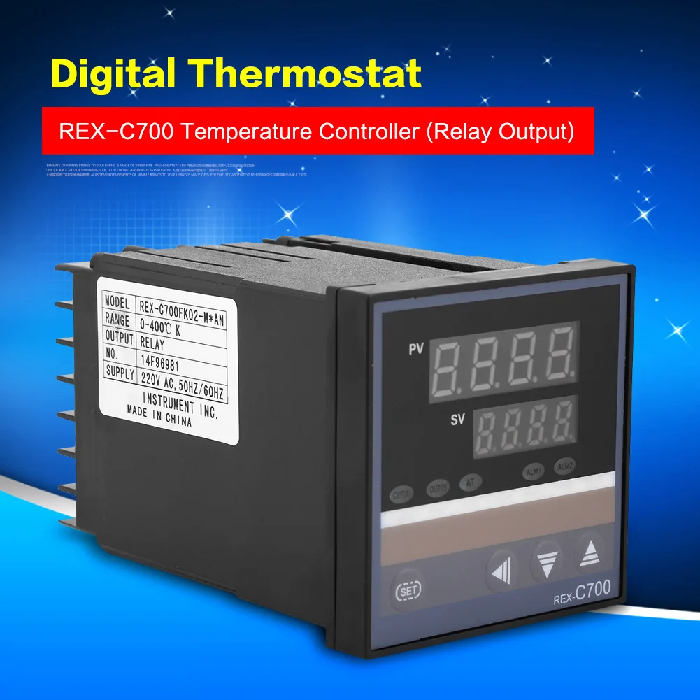 REX-C700 0-400 градусов Цельсия цифровой PID регулятор температуры термопары Вход реле выход 220 В инструменты аксессуары термостат