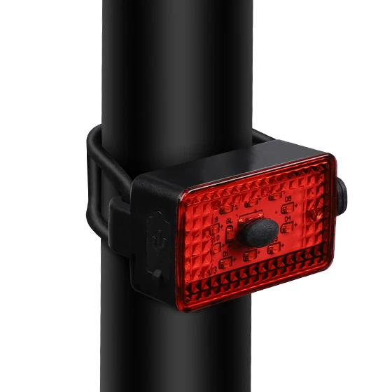 Black Red Компактное Велосипедное освещение Предупреждение Велоспорт задний фонарик велосипед задний фонарь Водонепроницаемый светодиодный USB заряжаемый горный велосипед задний фонарь - Цвет: Black Red