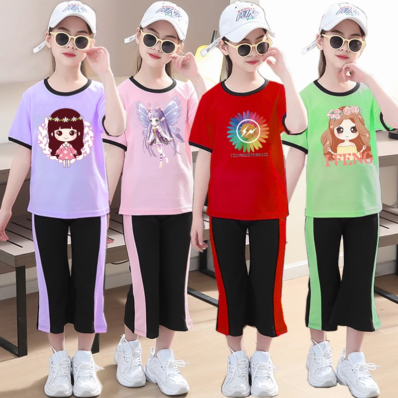 2021 verão meninas conjuntos de roupas moletom curto + calças menina crianças agasalho roupas ternos adolescentes 5 6 8 9 10 12 anos