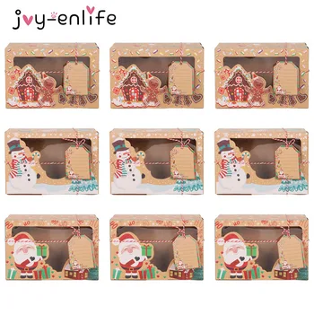 

Merry Christmas Santa Claus Kraft Paper Box Cookie Boxes Candy Box Christmas Gift Bags New Year 2021 Kids Favors Bag Noel Decor