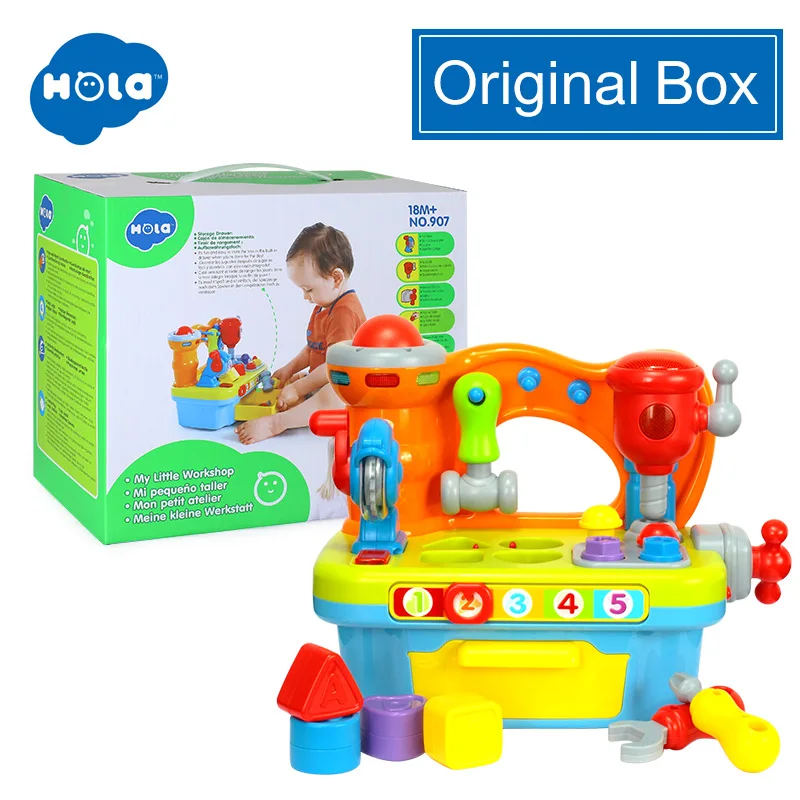 HOLA TOYS 907 детские игрушки мастерская Brinquedos Bebe Juguettes младенческий инструмент со звуком Дети раннего обучения игры игрушка для детей подарок - Цвет: ORIGINAL BOX