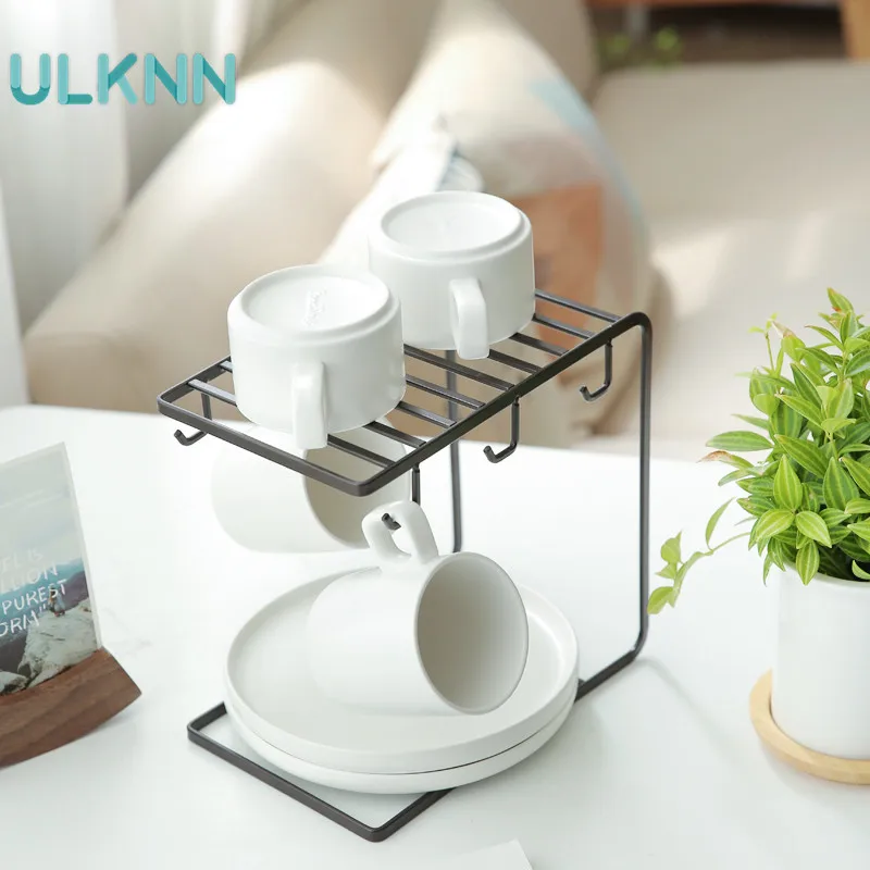 

Japan Style Iron Kitchen Hanging Cup Dish Draining Racks Cup Holder Kitchen Utensils Storage for Bookshelf Mug Small Pendant
