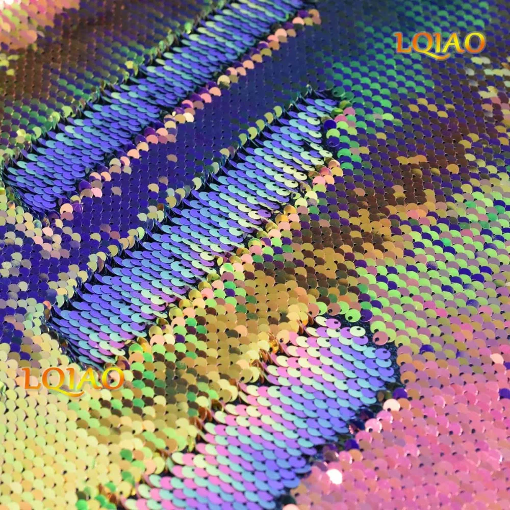 Iridescent Gold Rainbow Reversible Sequin Fabric 04
