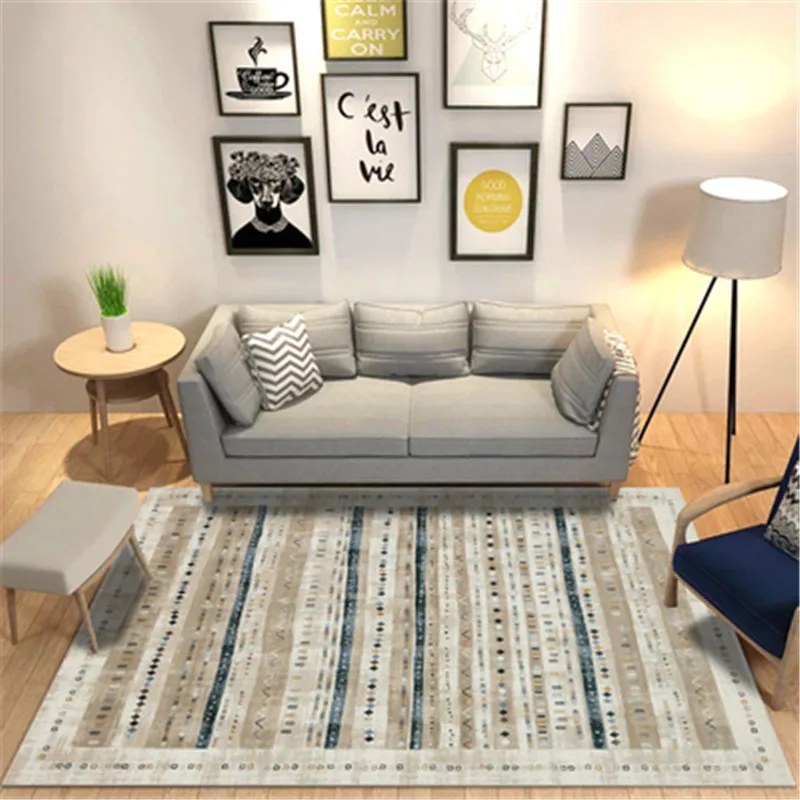 

Bohemian Style Square Carpet Geometric Anti Slip Pattern Area Rug Home Rug for Living Room Bedroom Floor Protection CF