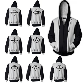 

Bleach Hoodie Sweatshirt Men and Women Zip Up Hoodies Anime Ichigo Kurosaki Cosplay Costumes Rukia Harajuku Streetwear