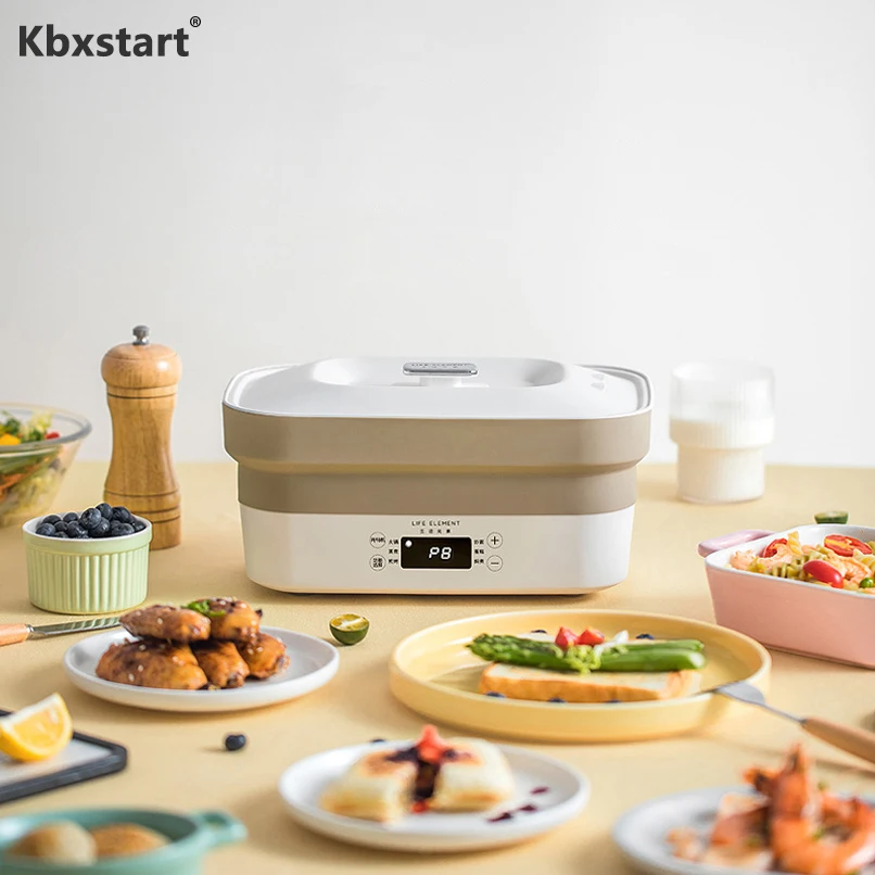 110 220V Multifunctional Electric Folding Hot Pot Travel Hotpot Portable Barbecue All in one