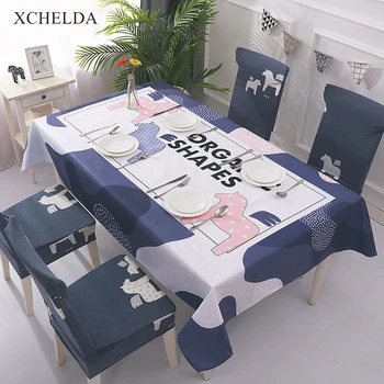 

Eating Desk Table Cloth Rectangular Carpet Waterproof White Blue Cute Animal Linen Tablecloth Living room Dining Table Cover