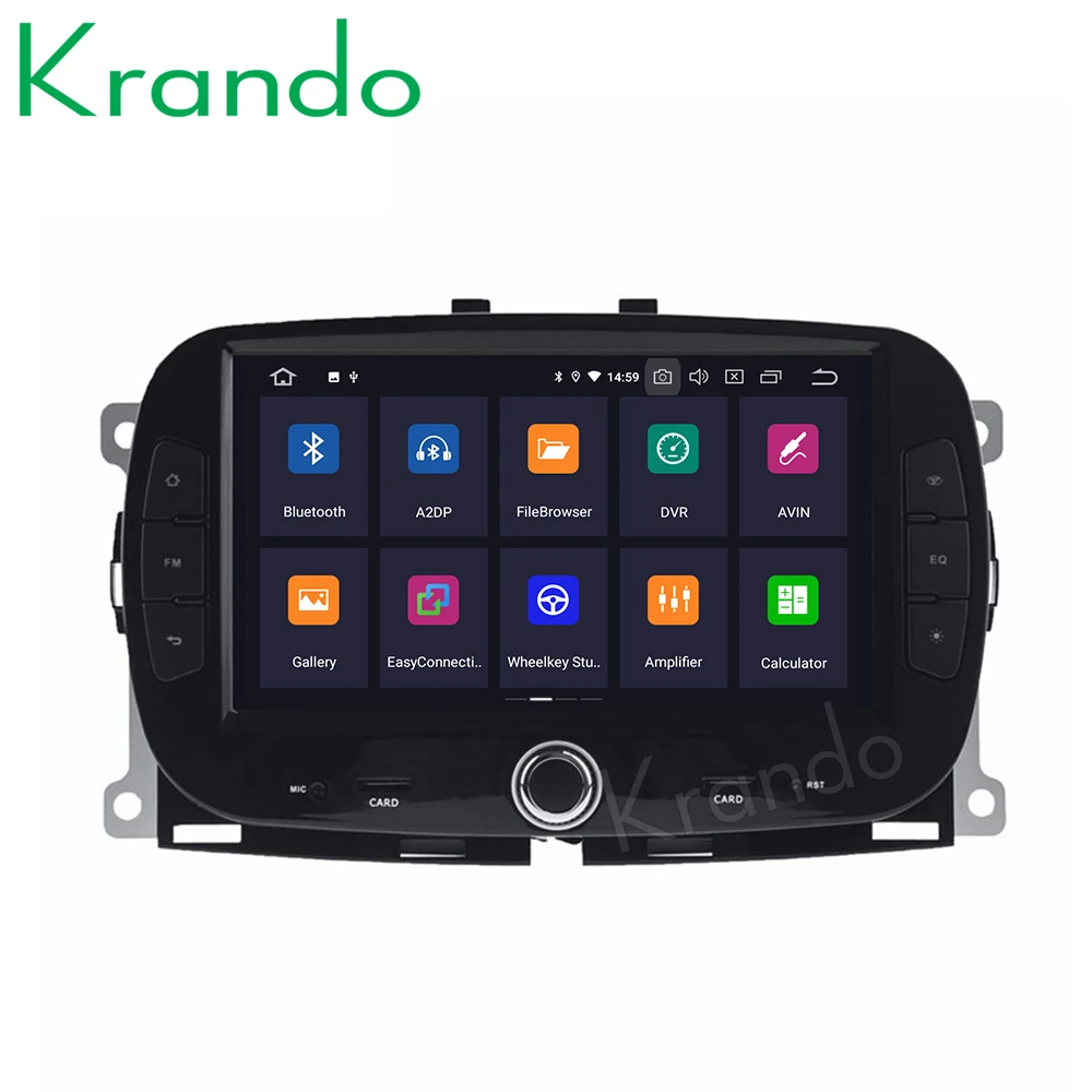 Krando 7'' Android 9.0 full touch for fiat 500 2015-2018 car radio dvd player navigation multimedia player with bt