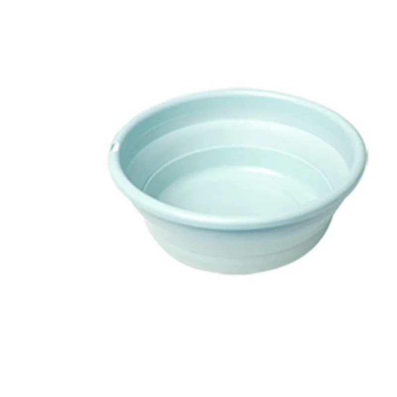 Folding Portable Drain Basket Outdoor Camping Collapsible Colander Fruit Vegetable Cleaning Tool Strainer Kitchen Storage Basket - Цвет: with tray blue