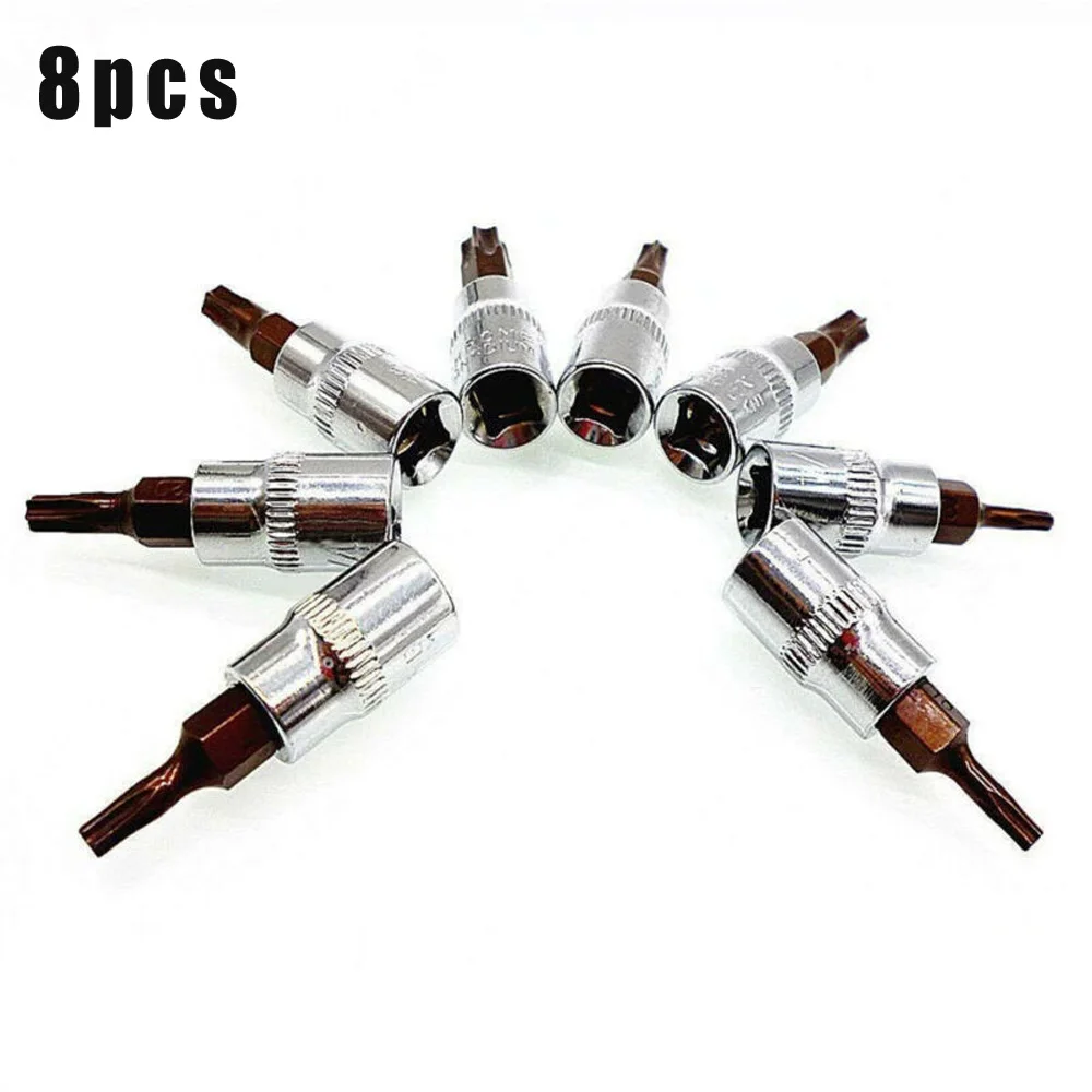 

New And High Quality 8pcs Torx Star Socket Bit 1/4 Drive T8 T10 T15 T20 T25 T27 T30 T40 Torx Bits