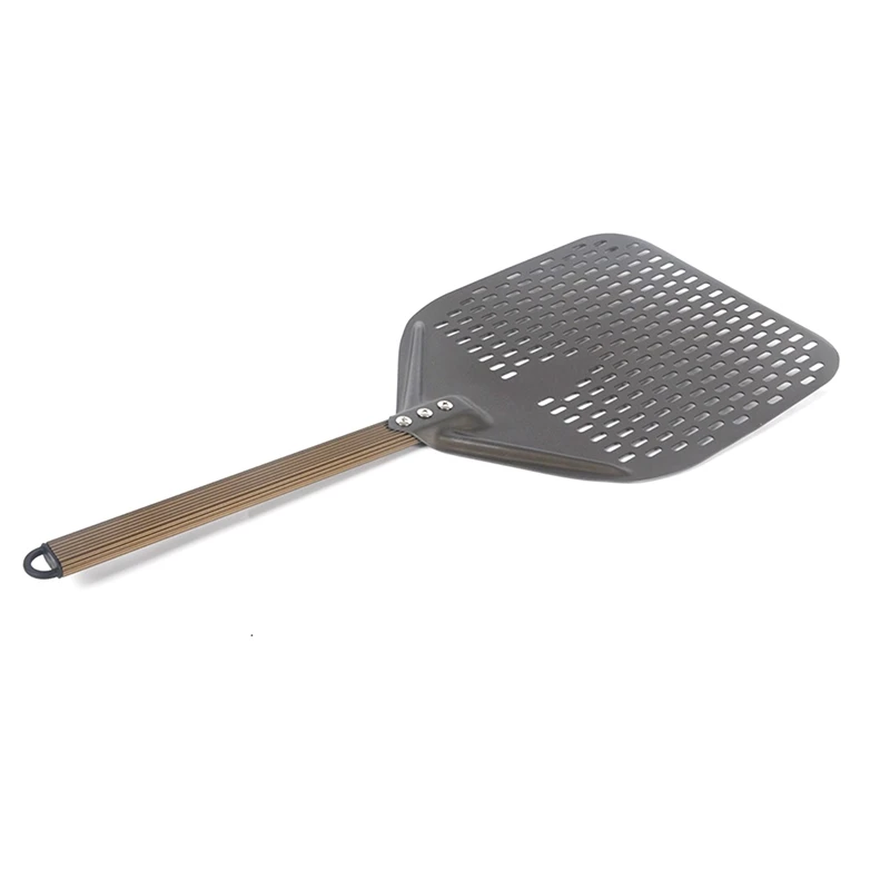 

14 Inch Rectangular Pizza Shovel,Perforated Pizza Paddle Aluminum Pizza Peel,Pizza Tool for Baking