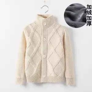 beige with velvet Свитер для мальчиков; кардиган; коллекция года; сезон весна-осень; Новинка; Детский свитер больших размеров; детские бархатные свитера для мальчиков; Детский кардиган - Цвет: beige with velvet