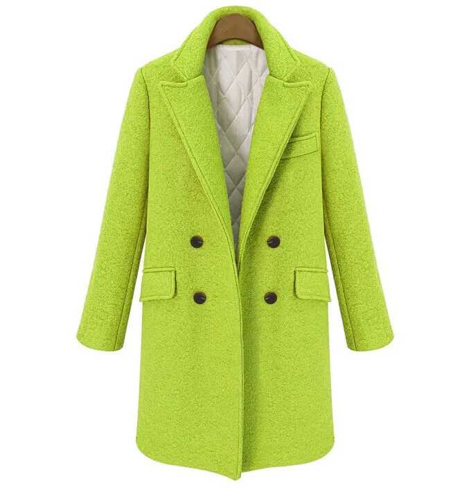 Женское длинное зимнее шерстяное пальто с широкой талией, теплое модное винтажное шерстяное пальто и куртка, двубортная верхняя одежда
