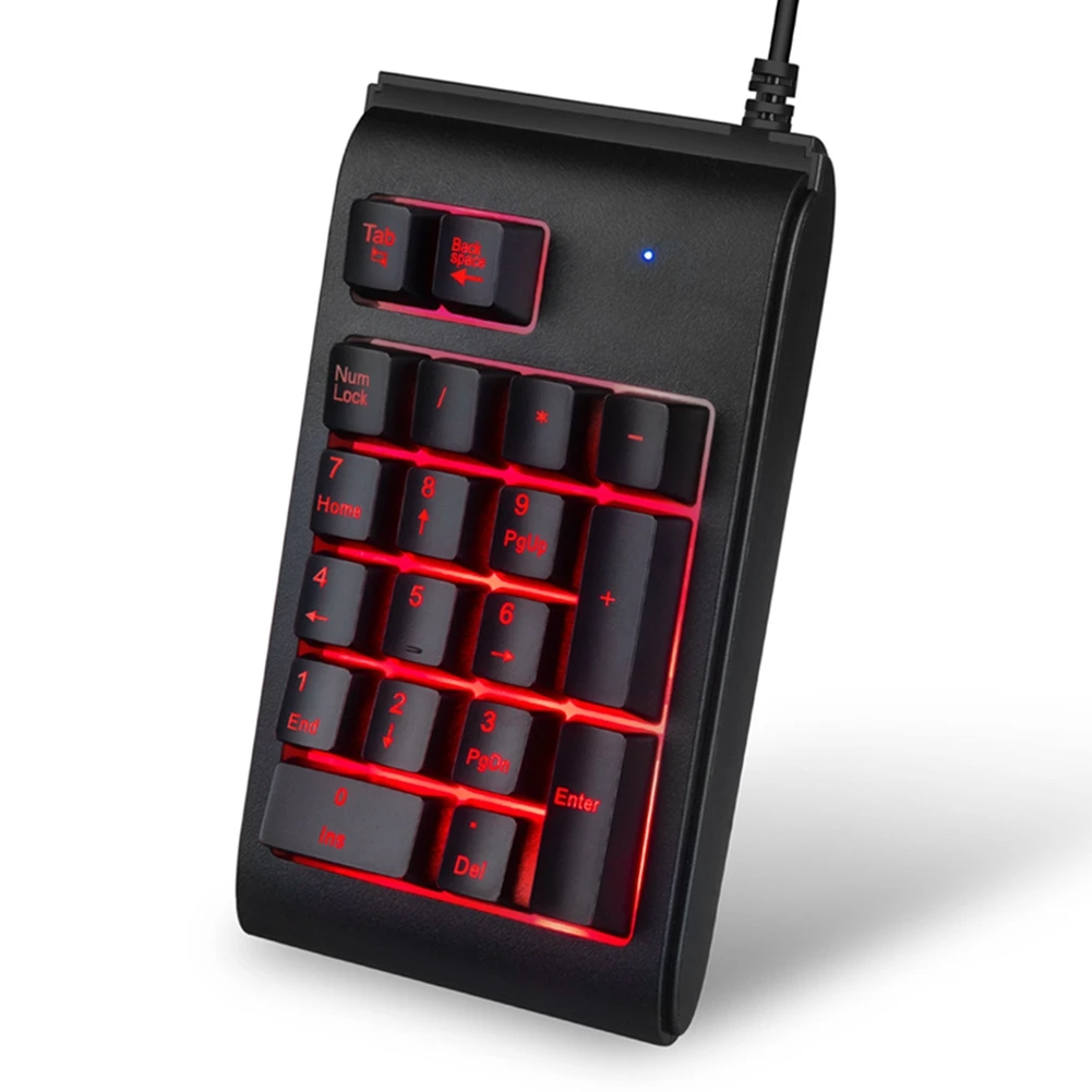 Mini USB 19Keys 3 Light Color Keyboard Numeric For Notebook Backlit Keypad Wired For Laptop PC Computers