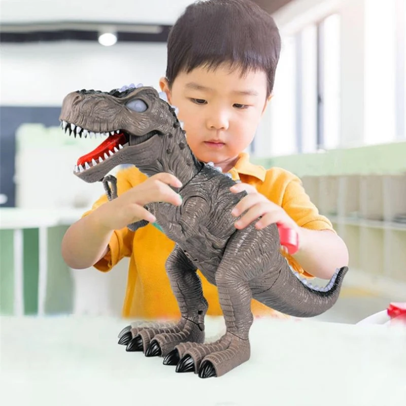 Highly Simulation Electric Dinosaur Bottom Pulley Bionic Walking Front Claw Move Up And Down Colorful Flash Light Children's Toy 2