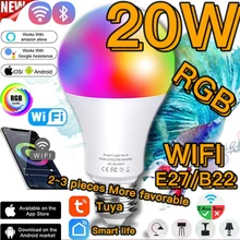 20W E27/B22 Tuya Wifi Smart Bulb PIR Motion Sensor LED Night Light Works Amazon Alexa Google Home 2700-6500K Energy-Saving Bulb