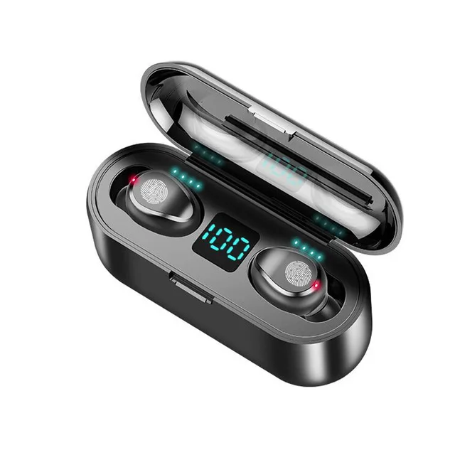 TWS Bluetooth V5.0, наушники со светодиодный дисплеем, беспроводные наушники, стерео спортивные наушники, гарнитура, 2000 мА/ч, внешний аккумулятор, fone de ouvido - Цвет: Красный