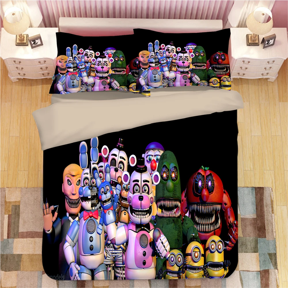 Комплект постельного белья Five Nights at Freddy's с 3D рисунком, пододеяльники, наволочки, игрушечный медведь, одеяло, постельные принадлежности, постельное белье