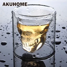 3 Sizes Two Ways Shot Transparent Crystal Skull Head Glass Cup for Whiskey Wine Vodka Bar Club Beer Wine Glass