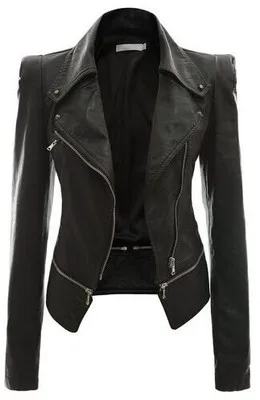 Black Xxxxl Модные женские Мотоциклетные Куртки из искусственной кожи женские с длинным рукавом Осень Зима байкерские уличные черные пальто цвета кофе женские - Цвет: Black