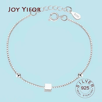 

100% sterling silver 925 bracelet square handmade chain ladies bracelet party gift silver 925 fashion jewelry