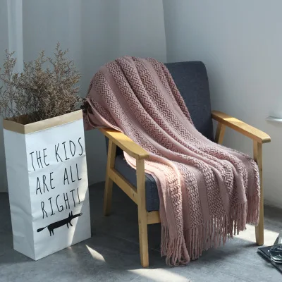 Knitted Decorative Throw Blanket with Tassel Office Nap Travel Sofa Plaid Children Adult Cobertor Winter Bedspread Many styles - Цвет: 130X220CM