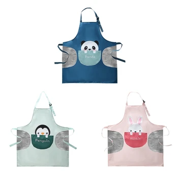 

Cartoon Waterproof And Oil Repellent Big Pocket Kitchen Hand Wiping Apron Cartoon Rabbit Penguin Panda Apron