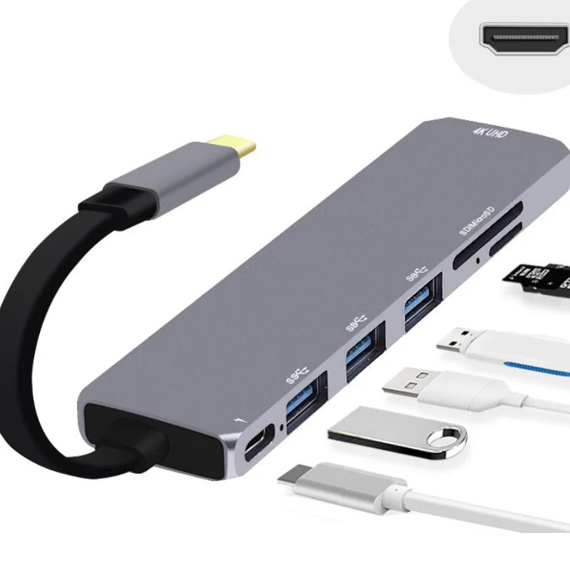 USB C концентратор type-C многопортовый адаптер с 4K HDMI для MacBook Pro SD микро кардридер