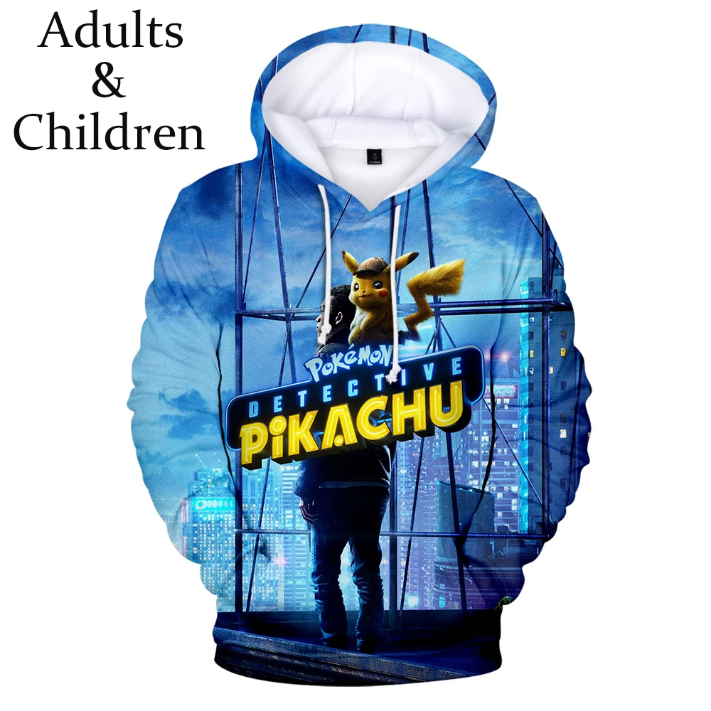 Autumn Pokemon Detective Pikachu 3D Hoodies Men Streetwear children's Sweatshirt 3D Hoodies boy's/girl's Long Sleeve Kids Hoodie
