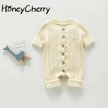 

Baby Long Crawling romper Cotton Woolen One-Piece Suit Linen Flower Color Romper toddler girl winter clothes