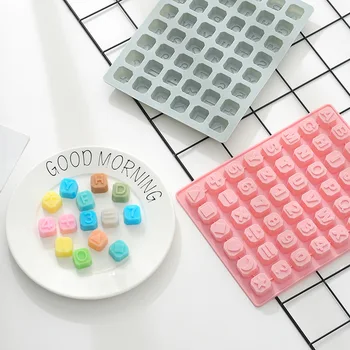 

48 grid alphanumeric soft candy silicone mold DIY chocolate QQ sugar cake ice tray mold baking fondant cake decorating tools