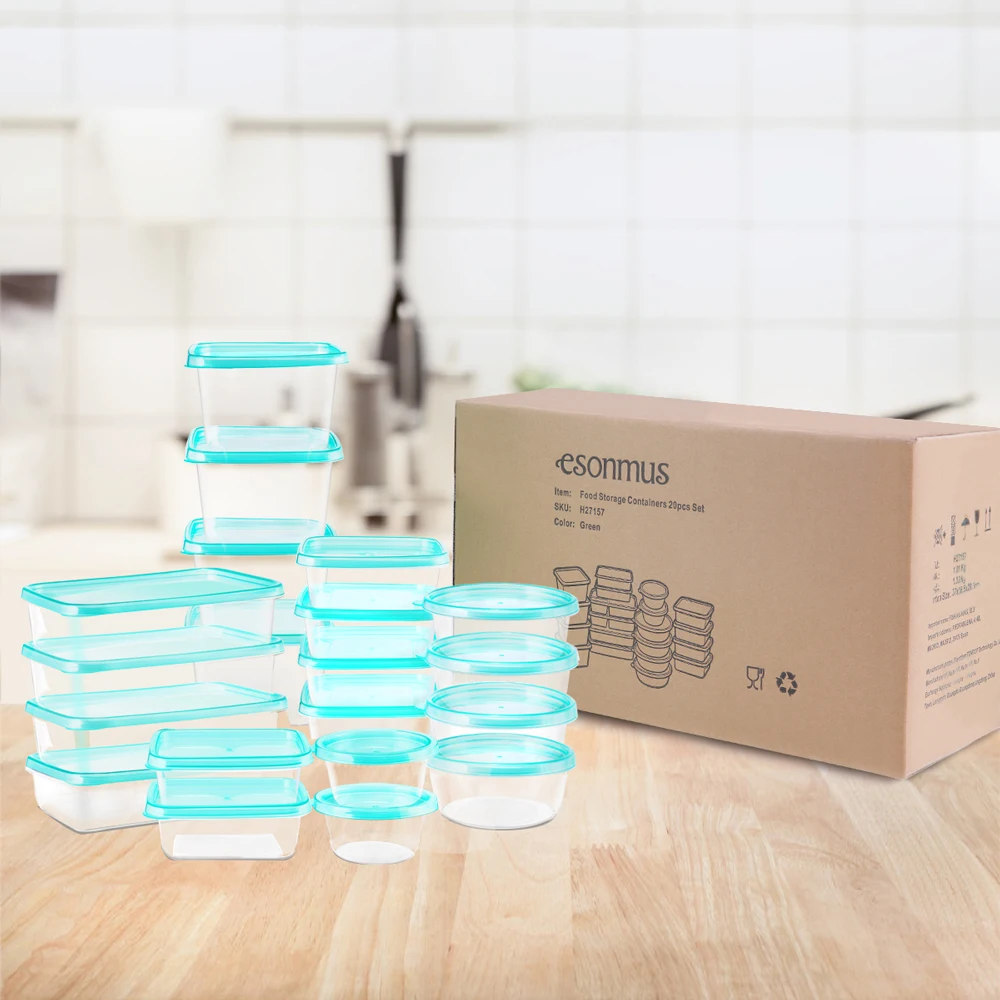 

Hot New 20Pcs Food Storage Box Set Fruit Cereal Keeper Refrigerator Organizers Transparent Rectangular Dispenser Kitchen Tools