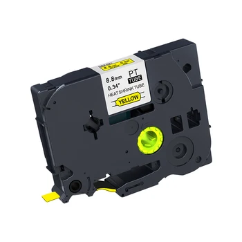 

5pcs 8.8mm Black on Yellow Heat Shrink Tube HSE-621 HSE621 HS621 Compatible with Label Printers PT-E500 and PT-E550W