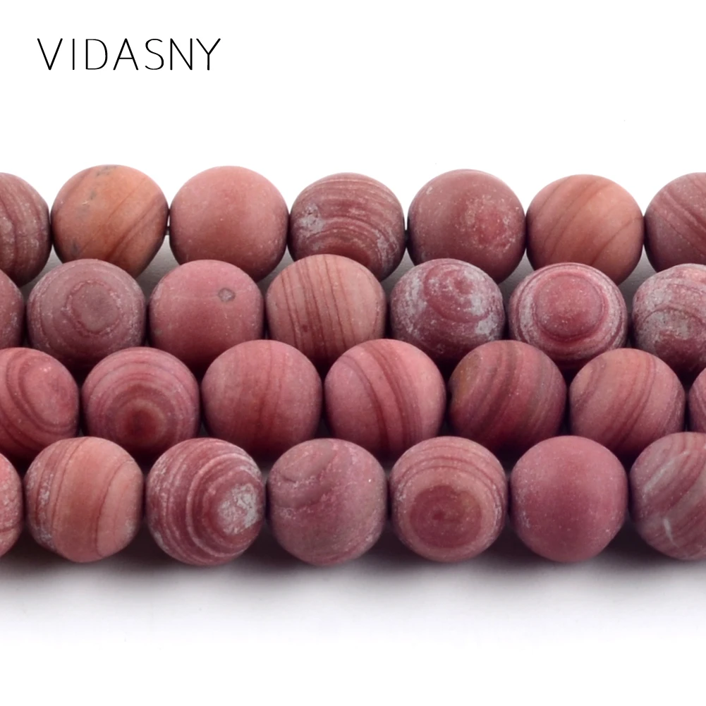 Натуральный Матовый Полированный розовый красная линия дерево Jaspers бусины для изготовления ювелирных изделий 6 8 10 мм круглые разделительные бусины Diy браслет ожерелье 15''