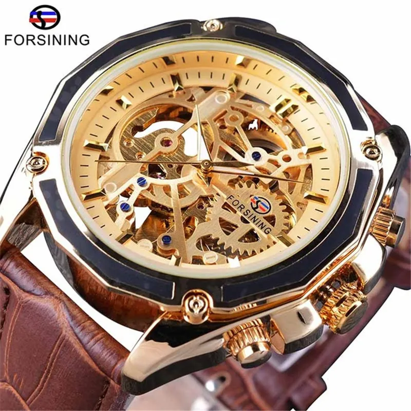 

Forsining Europe And America Fashion Casual Hollow out Machinery Fully Automatic Waterproof Analog Watch