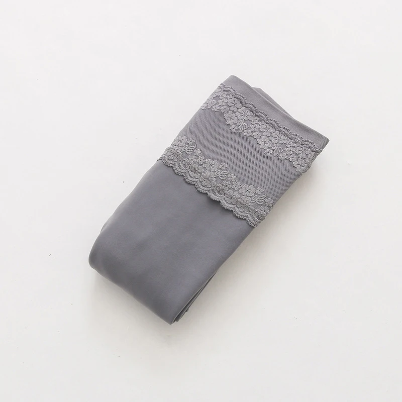 Женская одежда, сохраняющие тепло колготки с кружевом, одноцветные, с добавлением шерсти, теплые длинные чулки, высокие эластичные плотные тонкие длинные носки - Цвет: gray