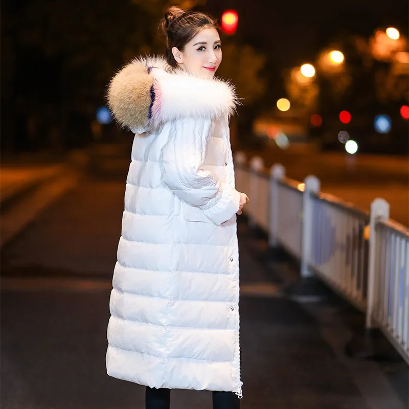 

Winter Duck Down Jacket Woman Hooded Puffer Long Coat Raccoon Fur Collar Warm Women's Jackets Doudoune Femme Hiver Wt0010 KJ2598