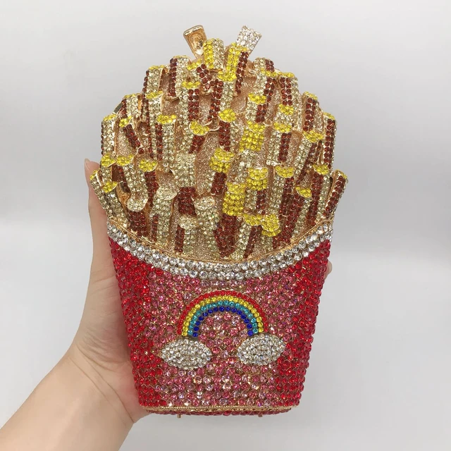 Leb1114 Wholesale Designer Party Rainbow Evening Rhinestone Purses Women  French Fries Bag Crystal Hand Bags - China French Fries Bag Crystal and  Crystal Clutch Bag price