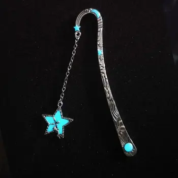 

Retro Glow In The Dark Reading Bookmark Sun And Moon Stars And Luminous Flying Man Long Chain Hairpin Luminous Beautiful And