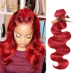 Joedir Red Hair Body Wave Bundles 100% Remy Brazilian Hair Weave Bundles 3 4 Human Hair Bundles Deal Burgundy Color Hair