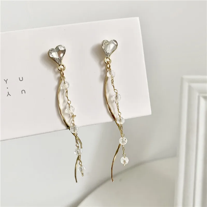 

New arrival long crystal tassel earrings fashion jewelry creative birthday gift love statement earrings for women.