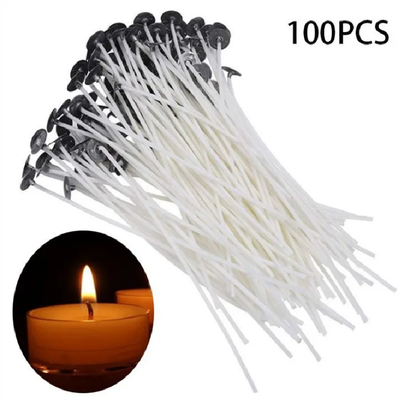100Pcs/bag Cotton Candle Wicks Smokeless Wax Pure Core Pre-waxed DIY Making Party Supplies 2.5/8/15/20cm | Дом и сад