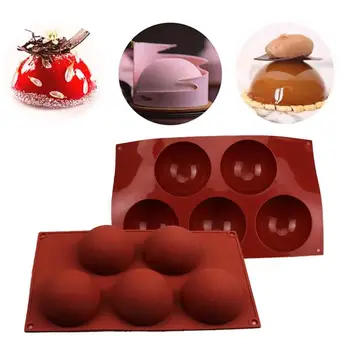 

5 Hole Semi-Sphere Round Silicone Mold Hot Chocolate Bombs Cake Baking Mould DIY Candy Ice Jelly Pudding Soap Mold Accessories