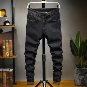 

Winter Elastic Force Jeans Male Plus Velvet Thicken Slim Fit Trend Plus Fat plus Size Fat Man Spuer Brand Pants