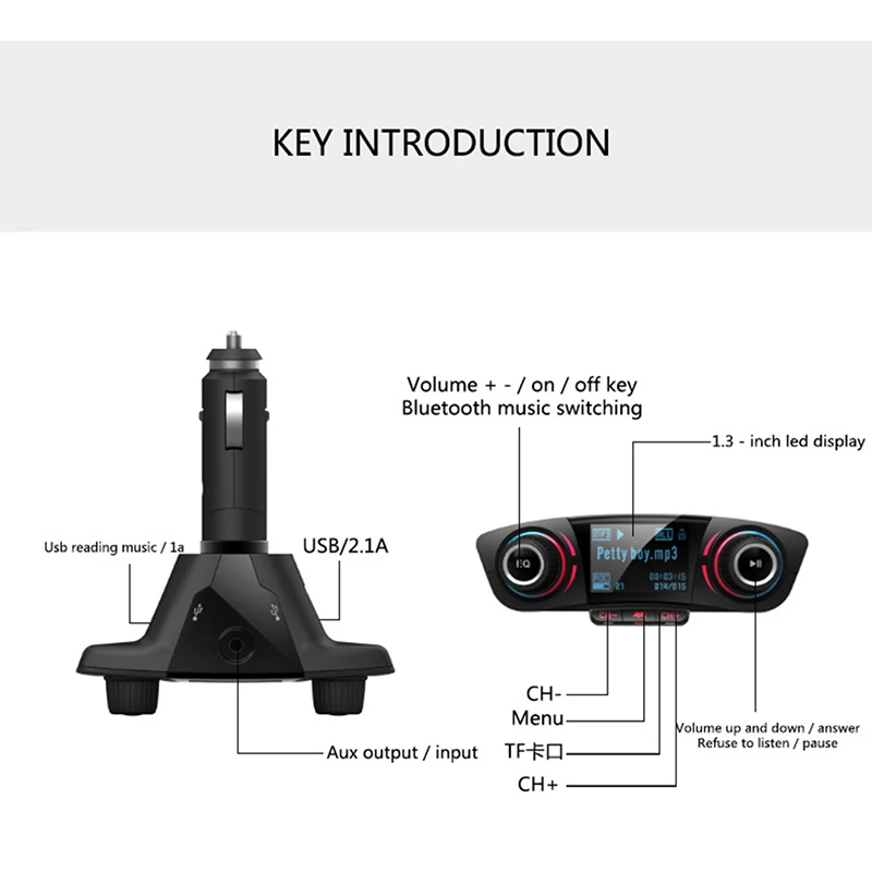 BT06 Bluetooth автомобильный комплект Handsfree fm-передатчик светодиодный экран двойной usb зарядка Аудио Автомобильный mp3 плеер Поддержка u-диск TF карта