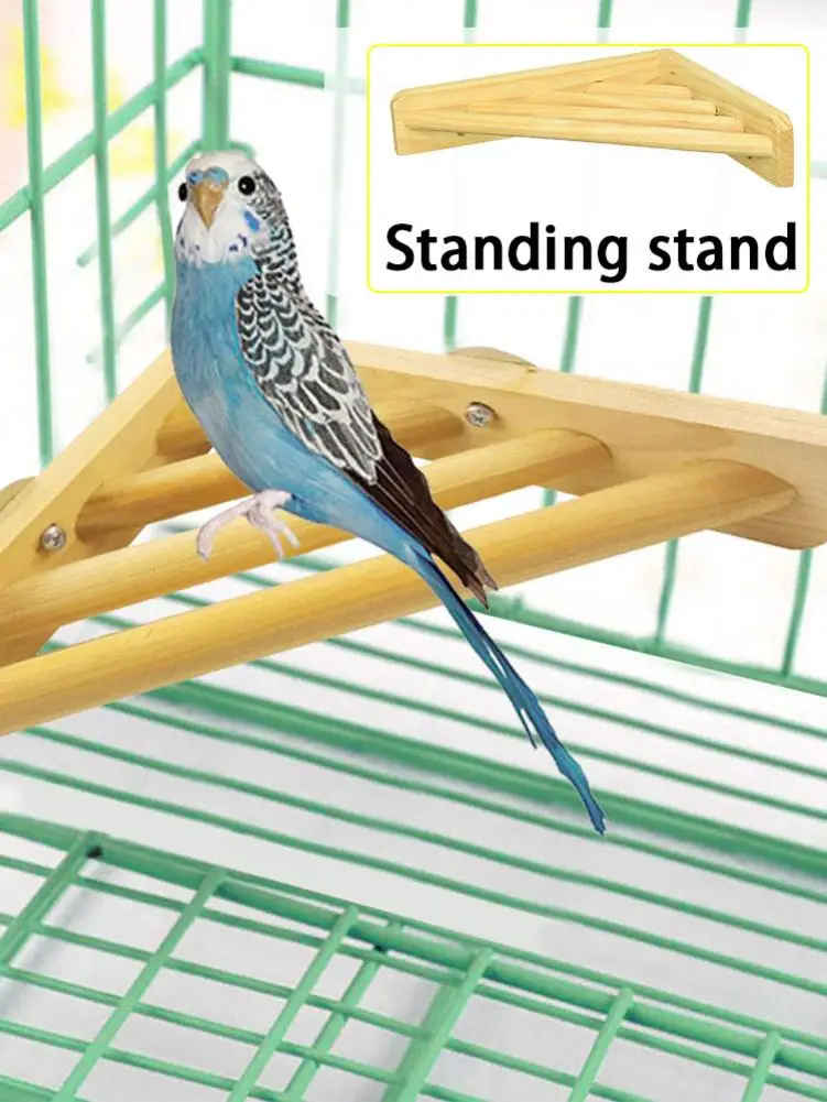 Wood Bird Perch Stand Toy Corner Shelf Laddered Platform font b Pet b font Perch Tray